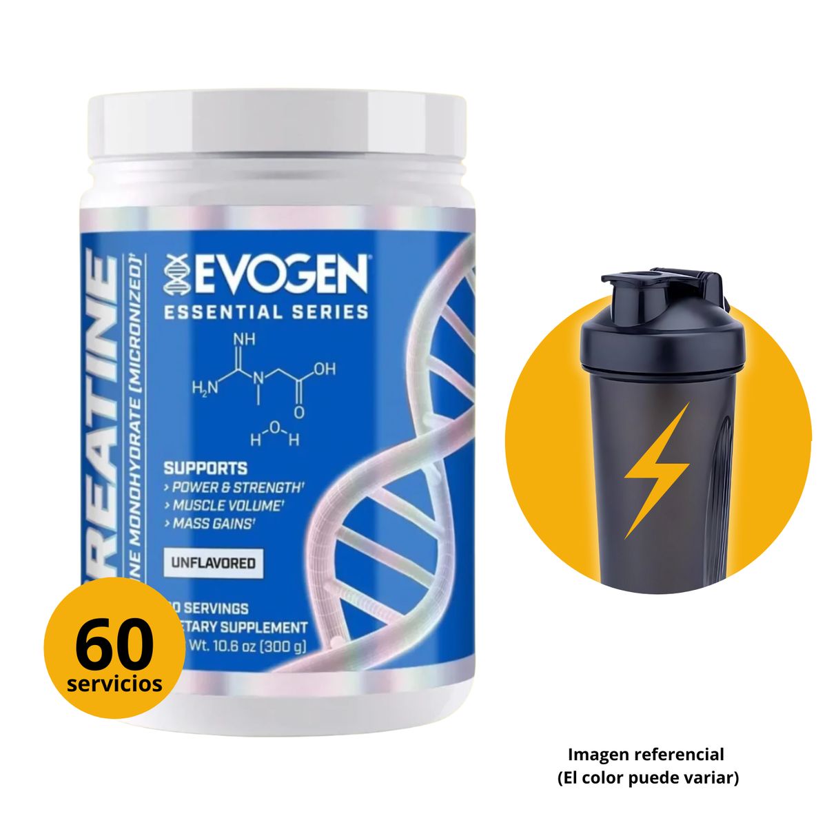 EVOGEN - CREATINA EVOGEN DE 300gr Y SHAKER - CREATINA MONOHIDRATADA Y MICRONIZADA