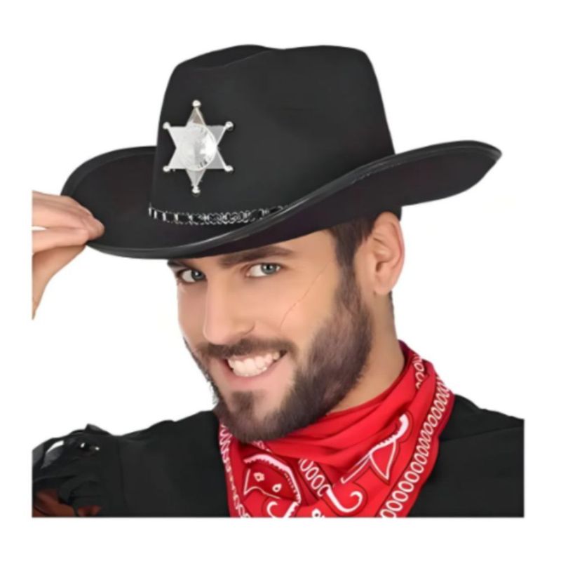 GENERICO - Sombrero Vaquero Disfraz Sheriff Color Negro Unisex