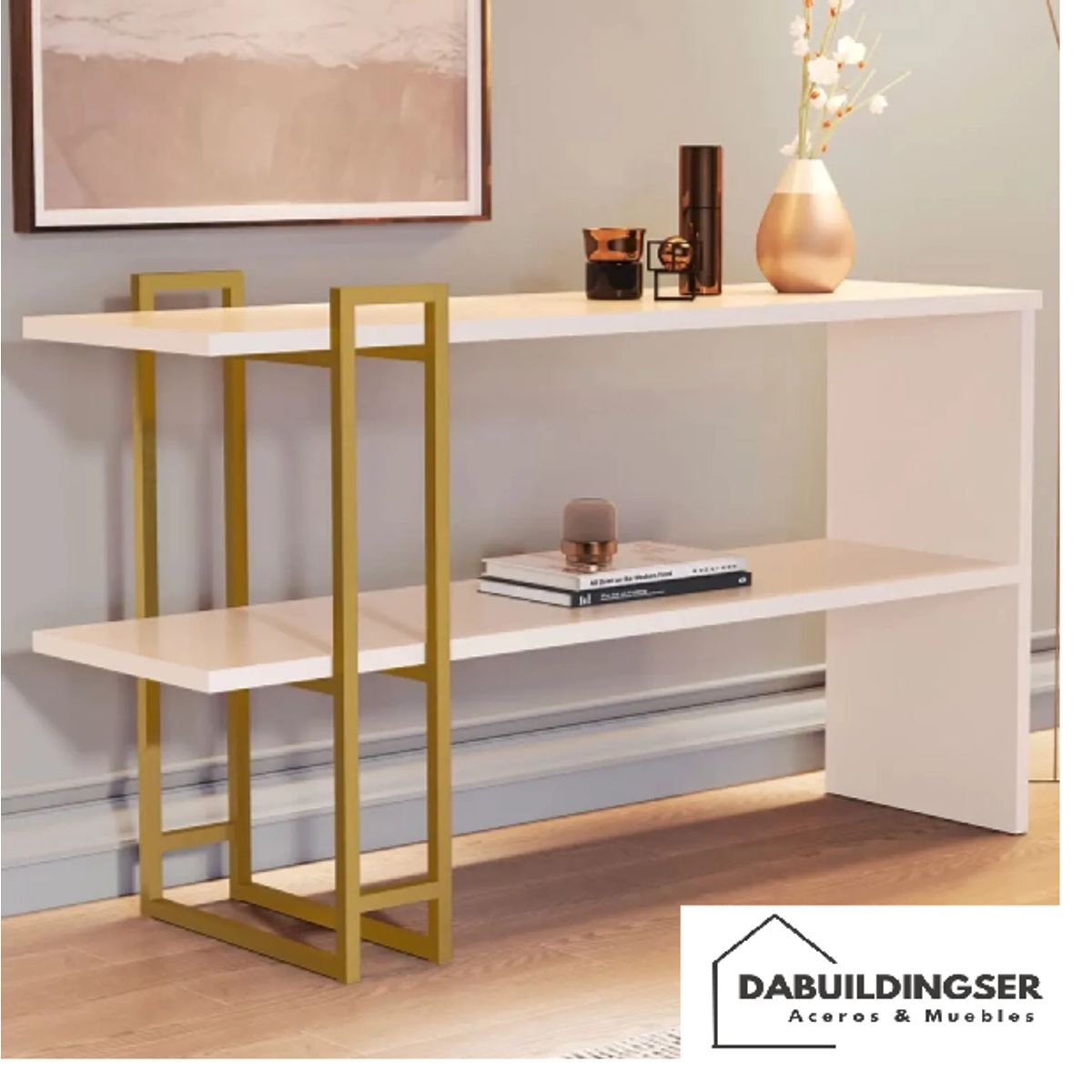 GENERICO - Recibidor Moderno TALIBANES  Color Blanco-Dorado