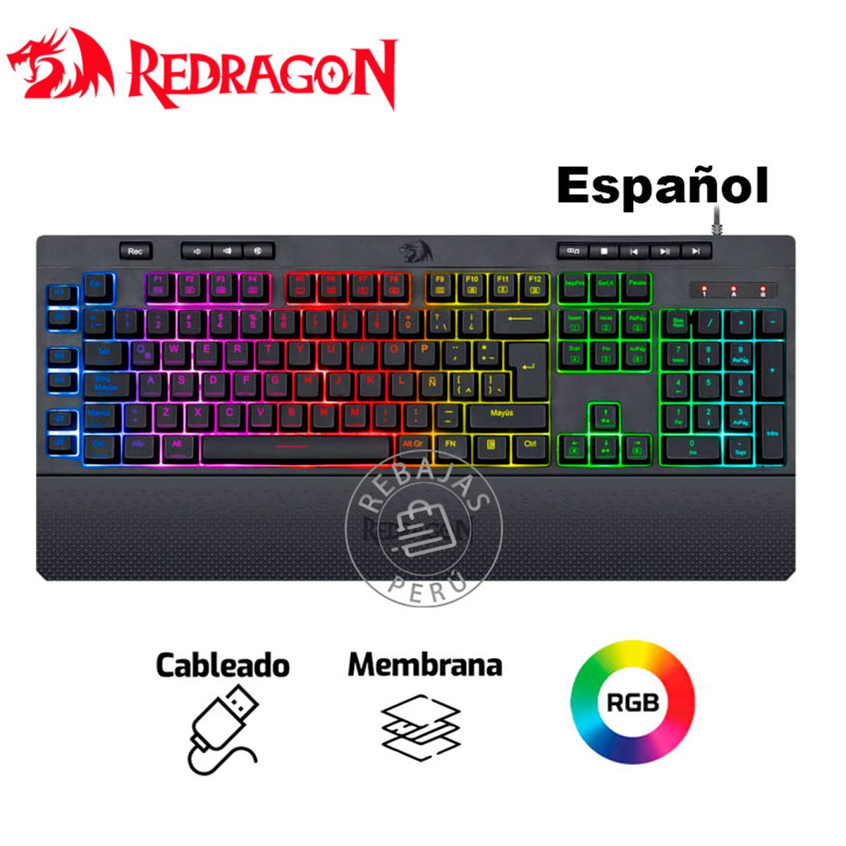 REDRAGON - Teclado Gamer Redragon SHIVA K512RGB-SP Semi Mecánico RGB Español