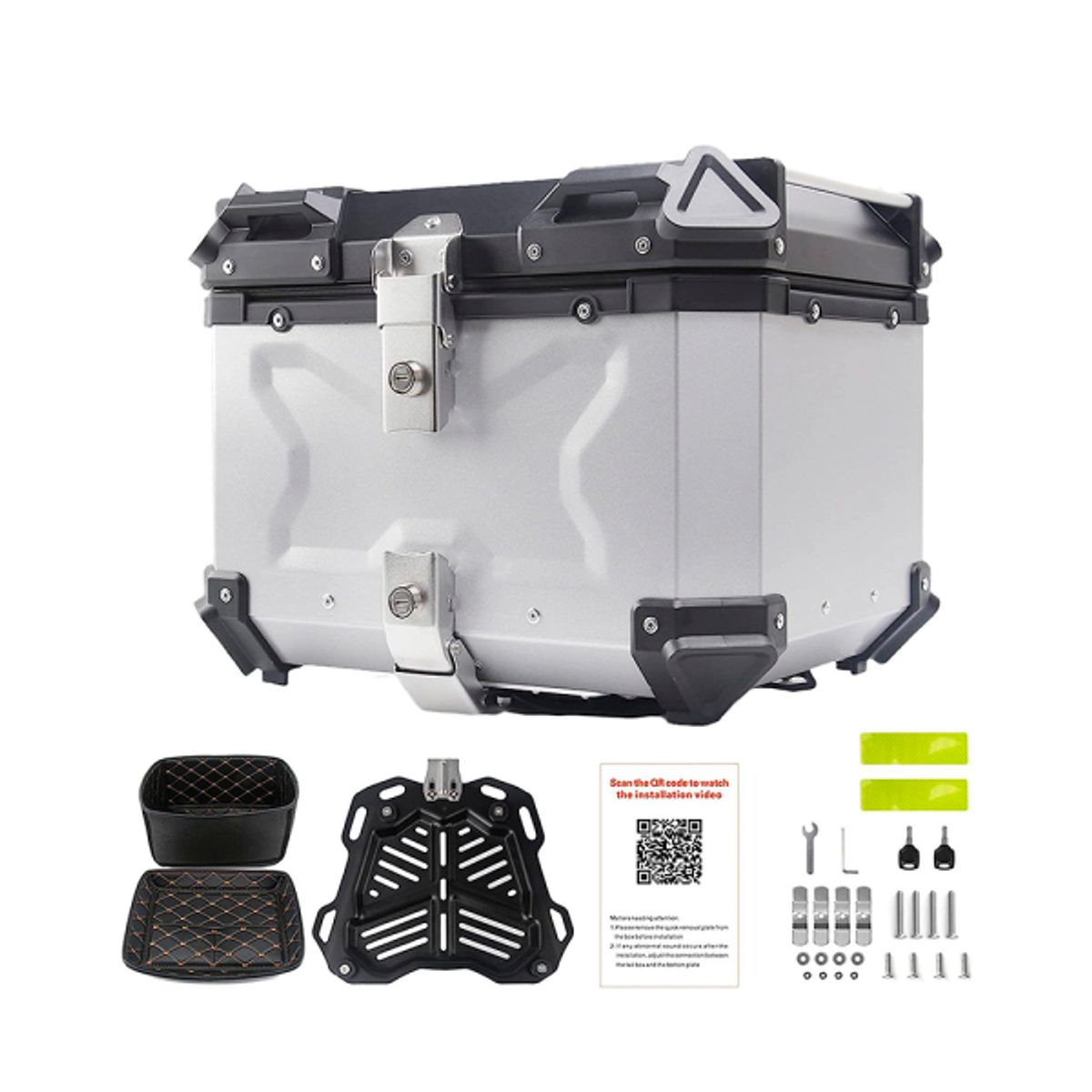 GENERICO - Cajuela de Aluminio 45LT Con Respaldar para Moto