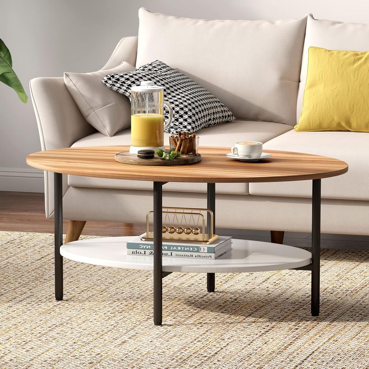 GENERICO - Mesa de Centro Moderna HOSTINI Ovalado 2 niveles