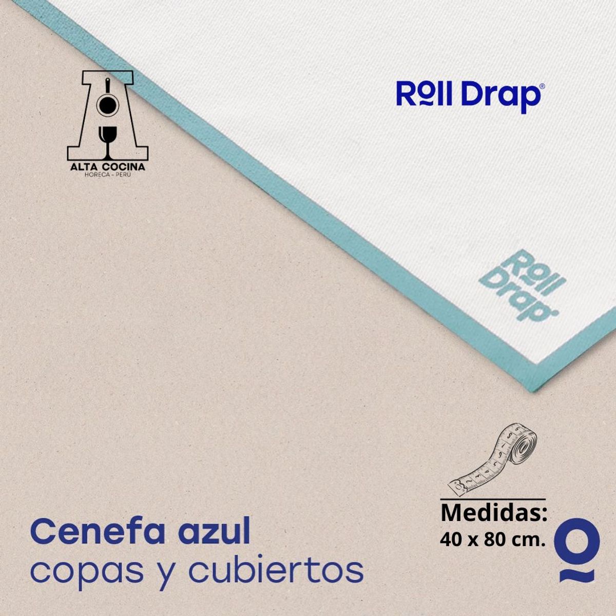 GENERICO - ROLLDRAP PAÑO MULTIUSO 100% ALGODÓN PARA PULIR COPAS