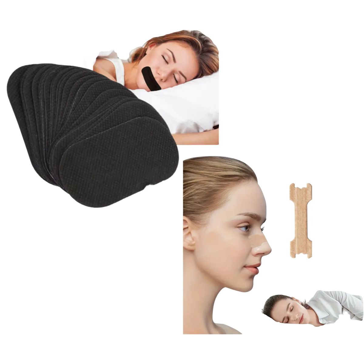 GENERICO - Set 30 Tiras Nasales Y 30 Tapa Boca Para Dormir Mejor Sueño