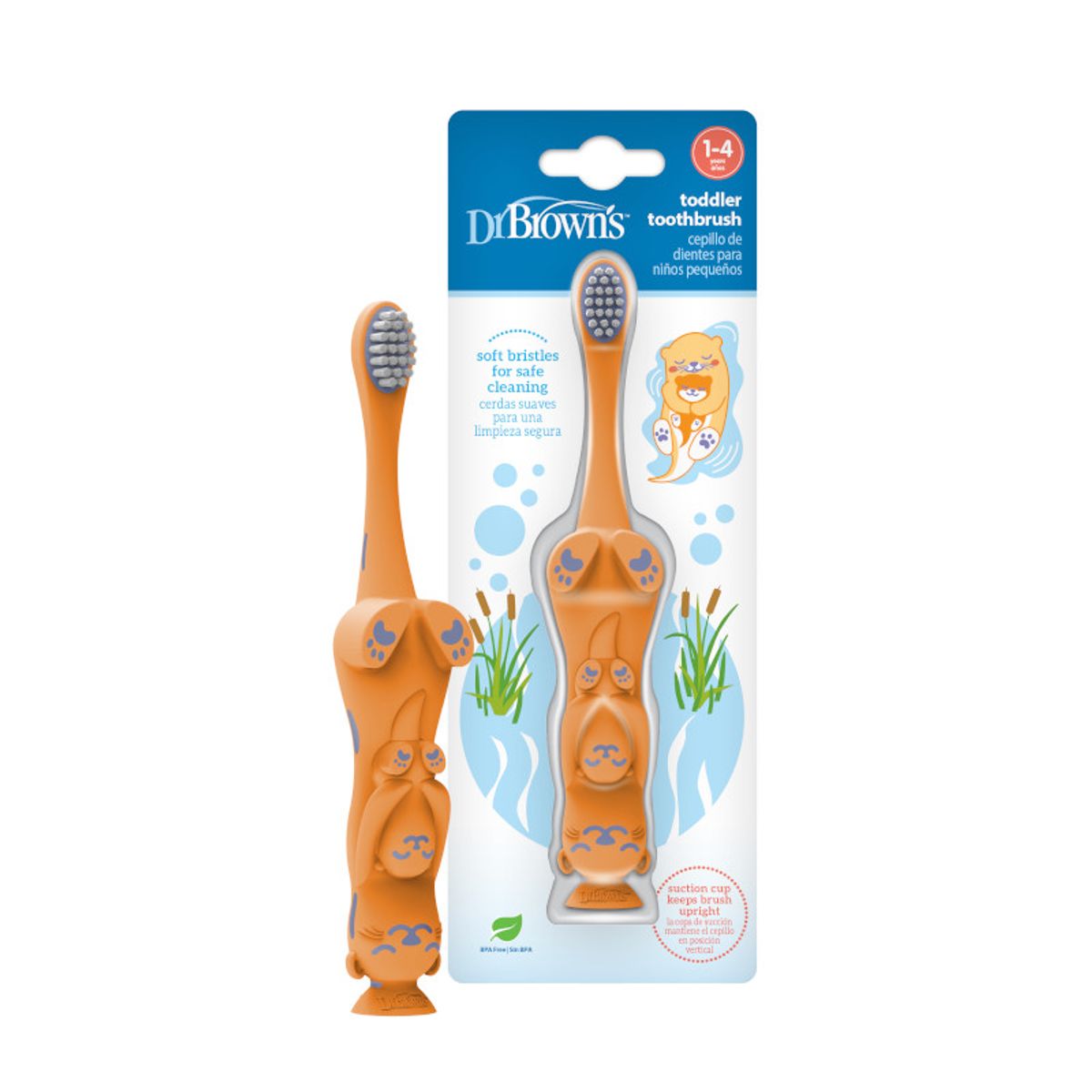DR BROWNS - Cepillo de dientes Nutria naranja