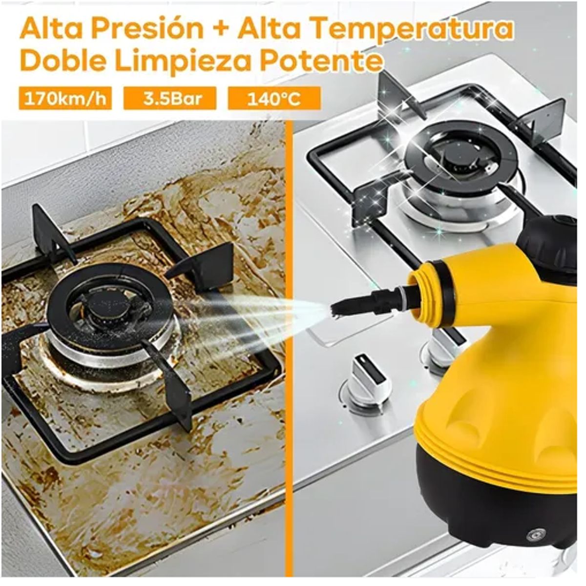 GENERICO - Limpiador a Vapor 4 en 1 Multiuso (Hogar, Autos, Pisos)