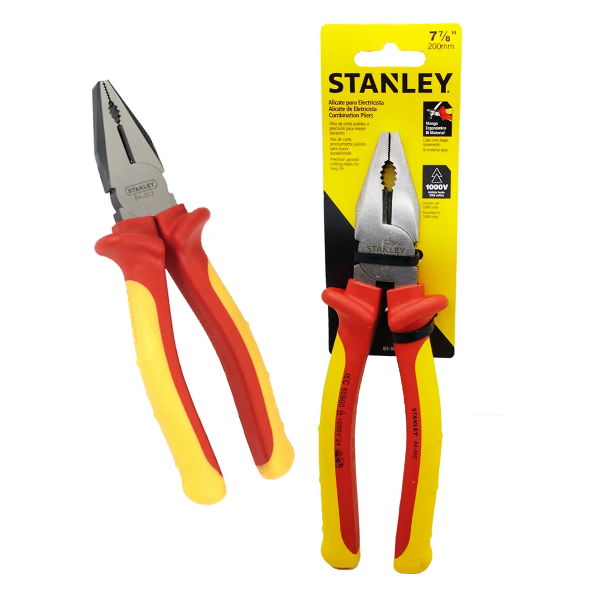 STANLEY - Alicate Universal 8 Aislado 1000V 200mm STANLEY Mango Erg