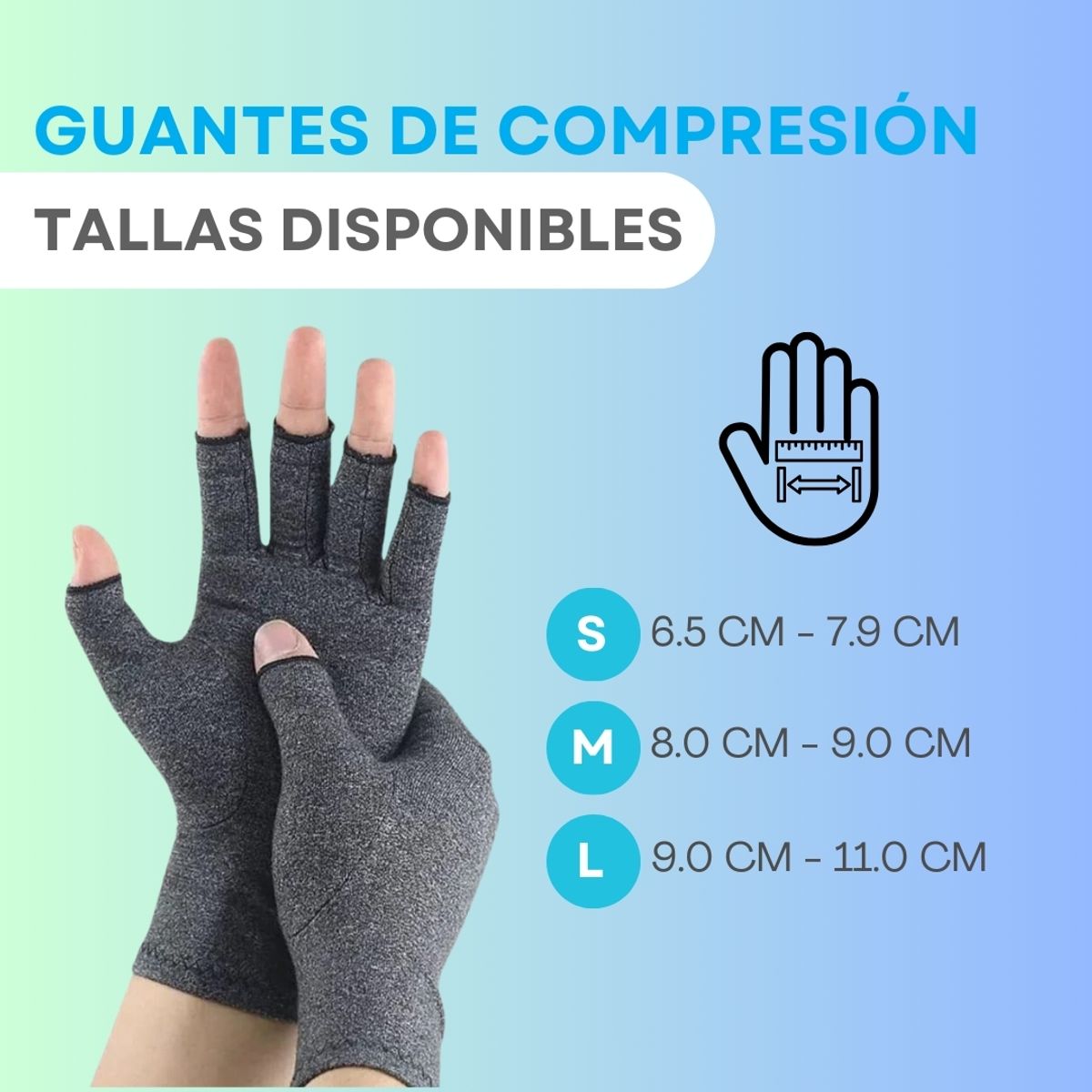 GENERICO - Guantes de compresión Artritis y dolor manos NEGRO TALLA L