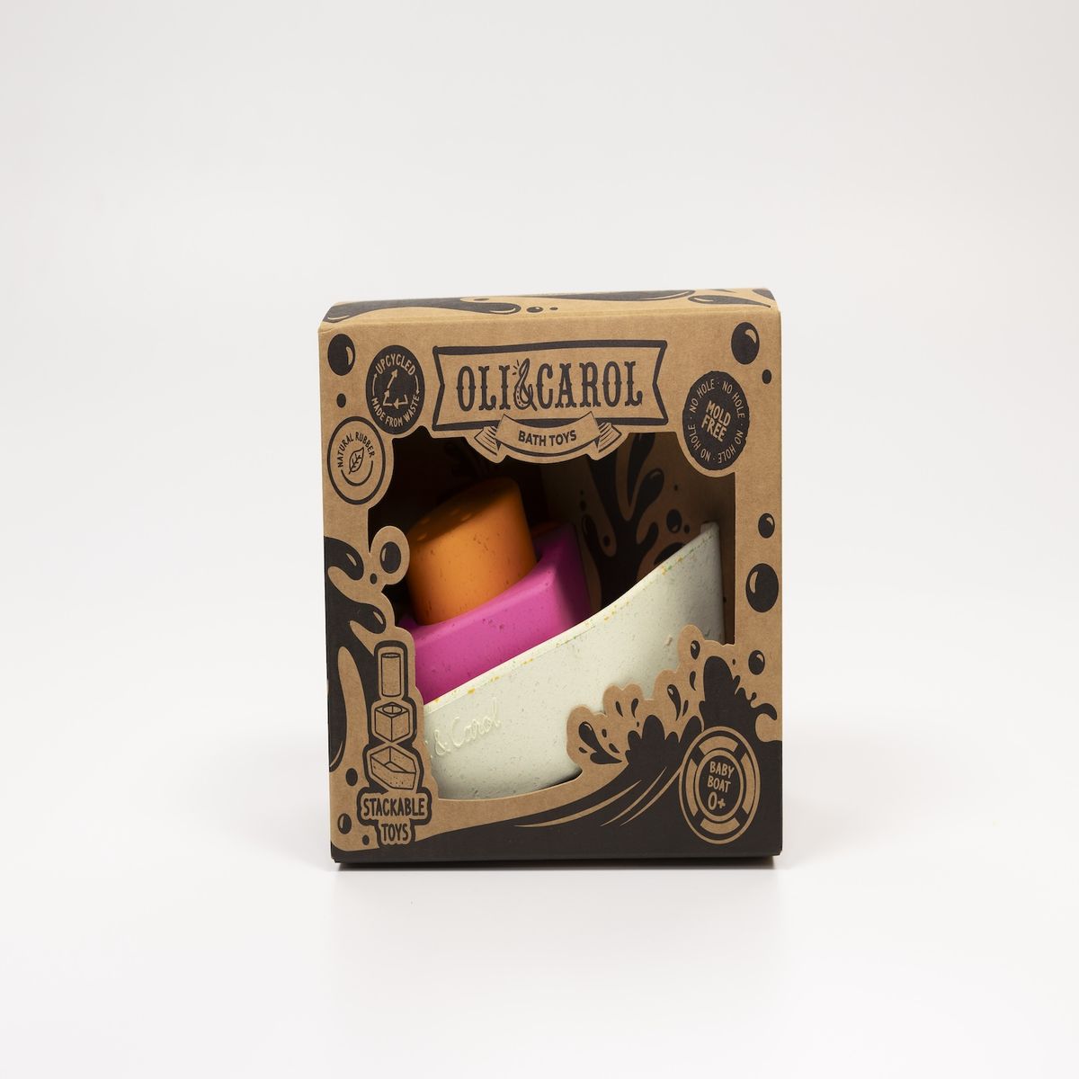 OLI & CAROL - Barco Juguete Baño Caucho Reciclado Naranja