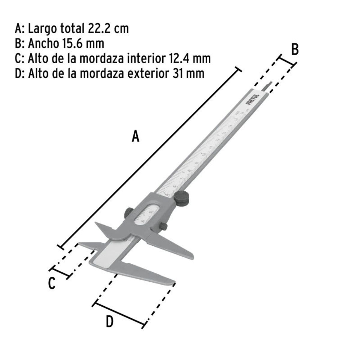 PRETUL - Calibrador Vernier Pie de Rey de 6 Pretul - 21455
