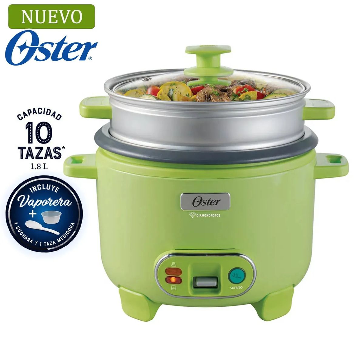 OSTER - Arrocera Oster 1 8L Sofrito Vaporera DiamondForce Verde CKSTRC10DFGRN