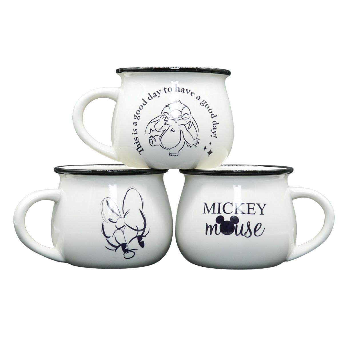 DISNEY CLASICOS - Tazas Disney Mickey Minnie Stitch 3 Pzas