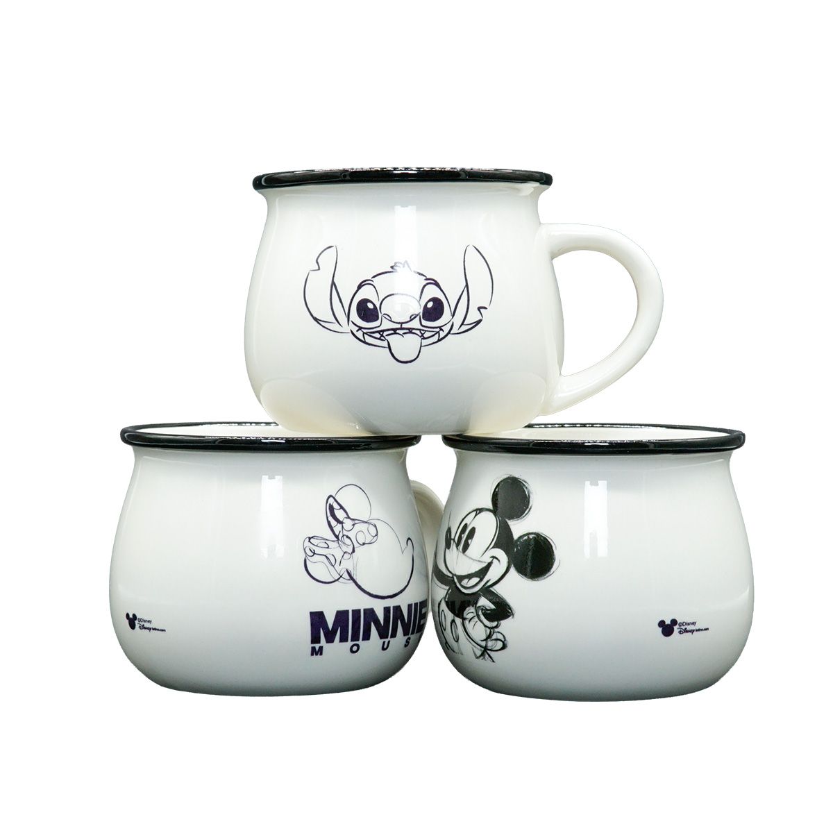 DISNEY CLASICOS - Tazas Disney Mickey Minnie Stitch 3 Pzas