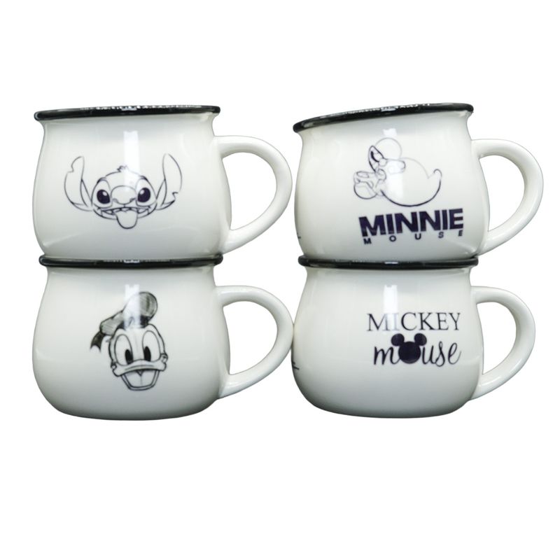 DISNEY CLASICOS - Tazas Disney Mickey Minnie Stitch Donald 4 Pzas