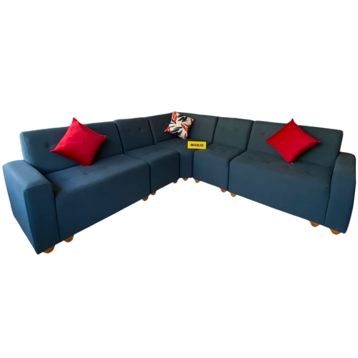 TEMEL - Juego Modular Tela Sofá Seccional Para Sala Color Azul