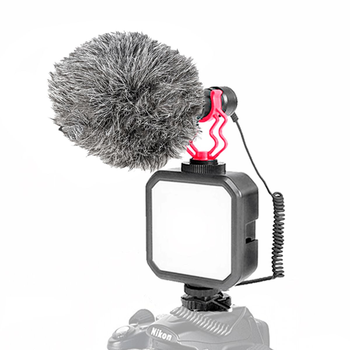 KREED - Kit de Micrófono y Luz LED Recargable para Cámaras