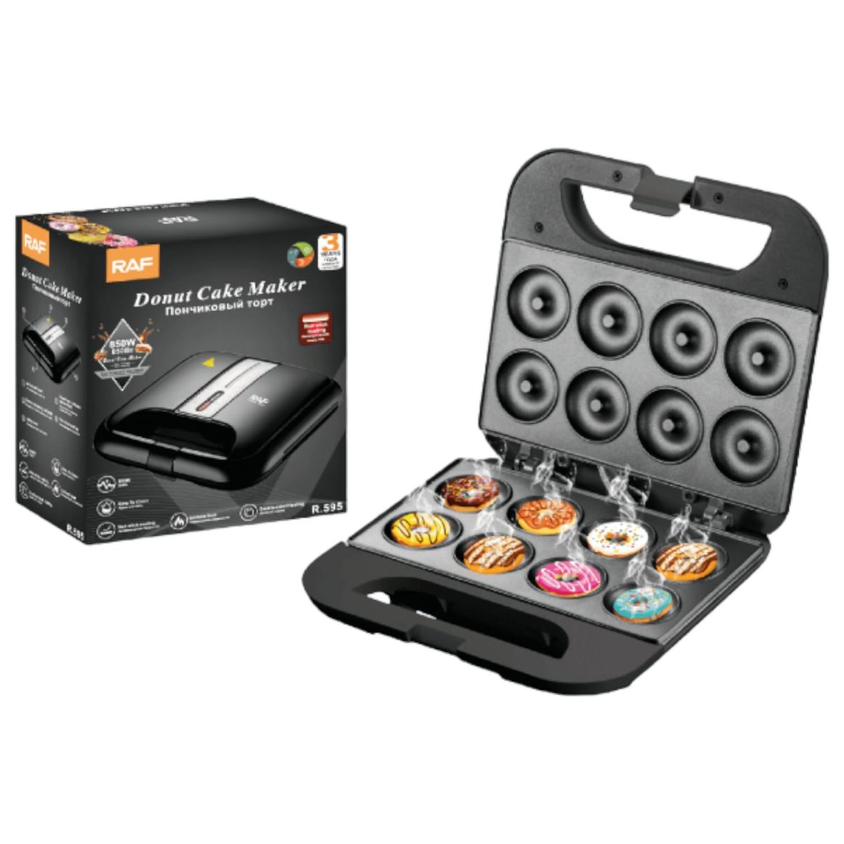RAFF - Máquina de donas Raf 595 para 8 donas mini color negro
