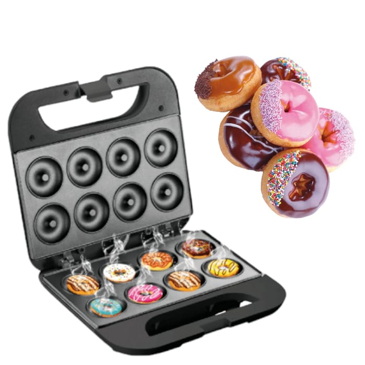 RAFF - Máquina de donas Raf 595 para 8 donas mini color negro