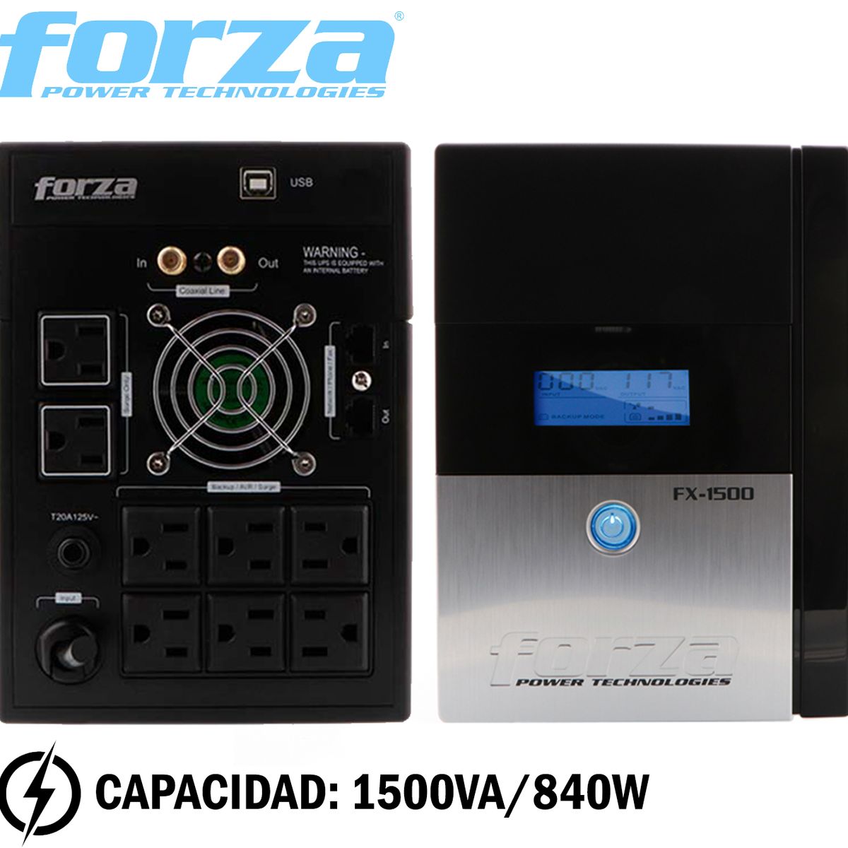 FORZA - ESTABILIZADOR UPS FORZA FX1500LCD-U 1500VA840W 220V