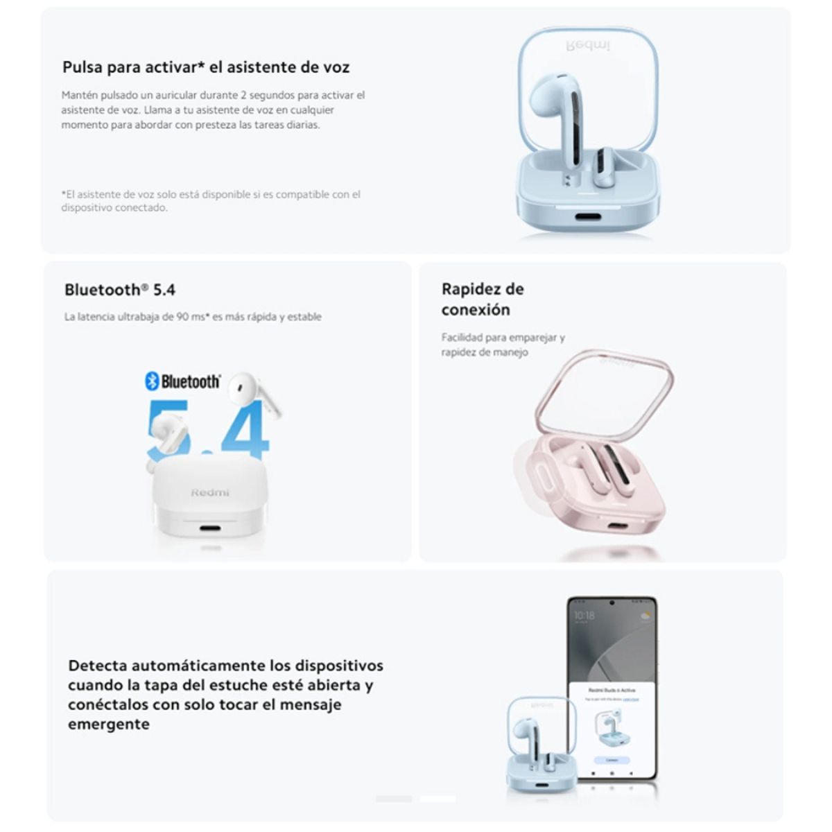 XIAOMI - Audífonos Bluetooth Redmi Buds 6 Active - Blanco