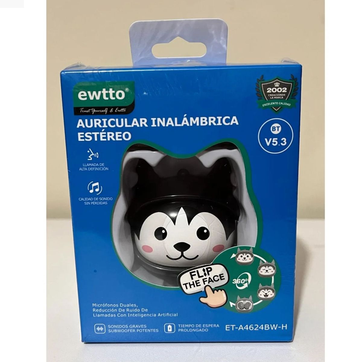 EWTTO - AUDÍFONOS BLUETOOTH EWTTO DISEÑO HUSKY Y ROSTRO INTERCAMBIABLE