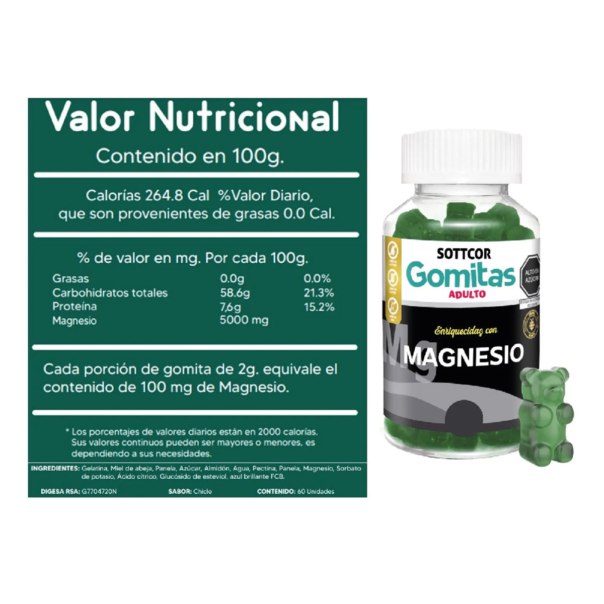 GENERICO - Citrato de Magnesio Para Adultos 130 Gomitas Sottcor