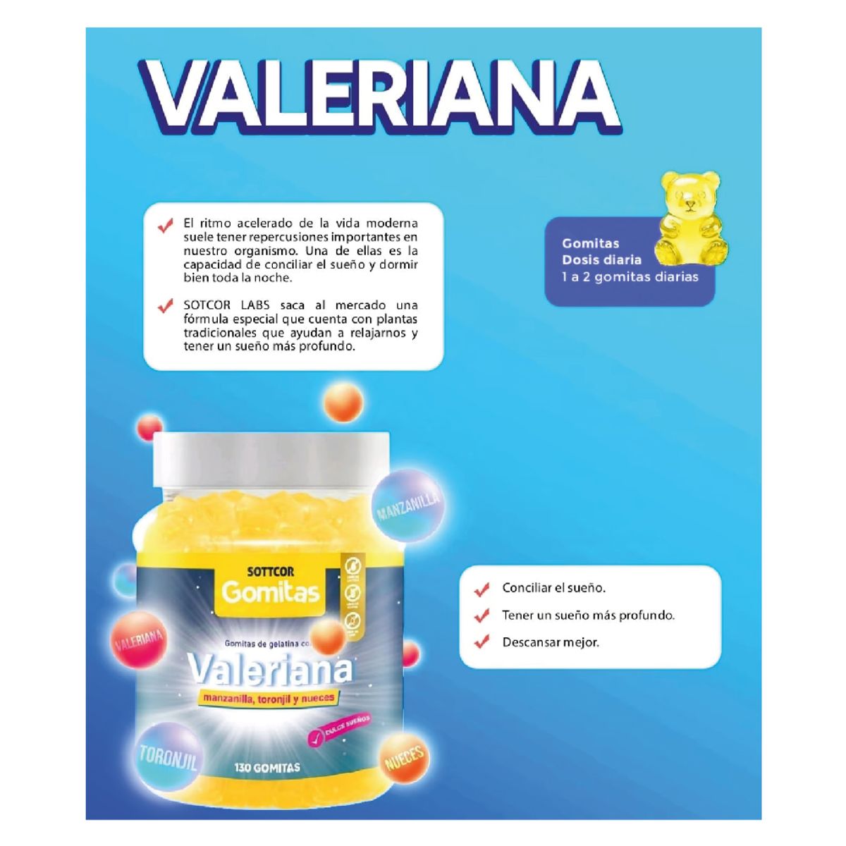 GENERICO - Valeriana Para Adultos 130 Gomitas - Sottcor
