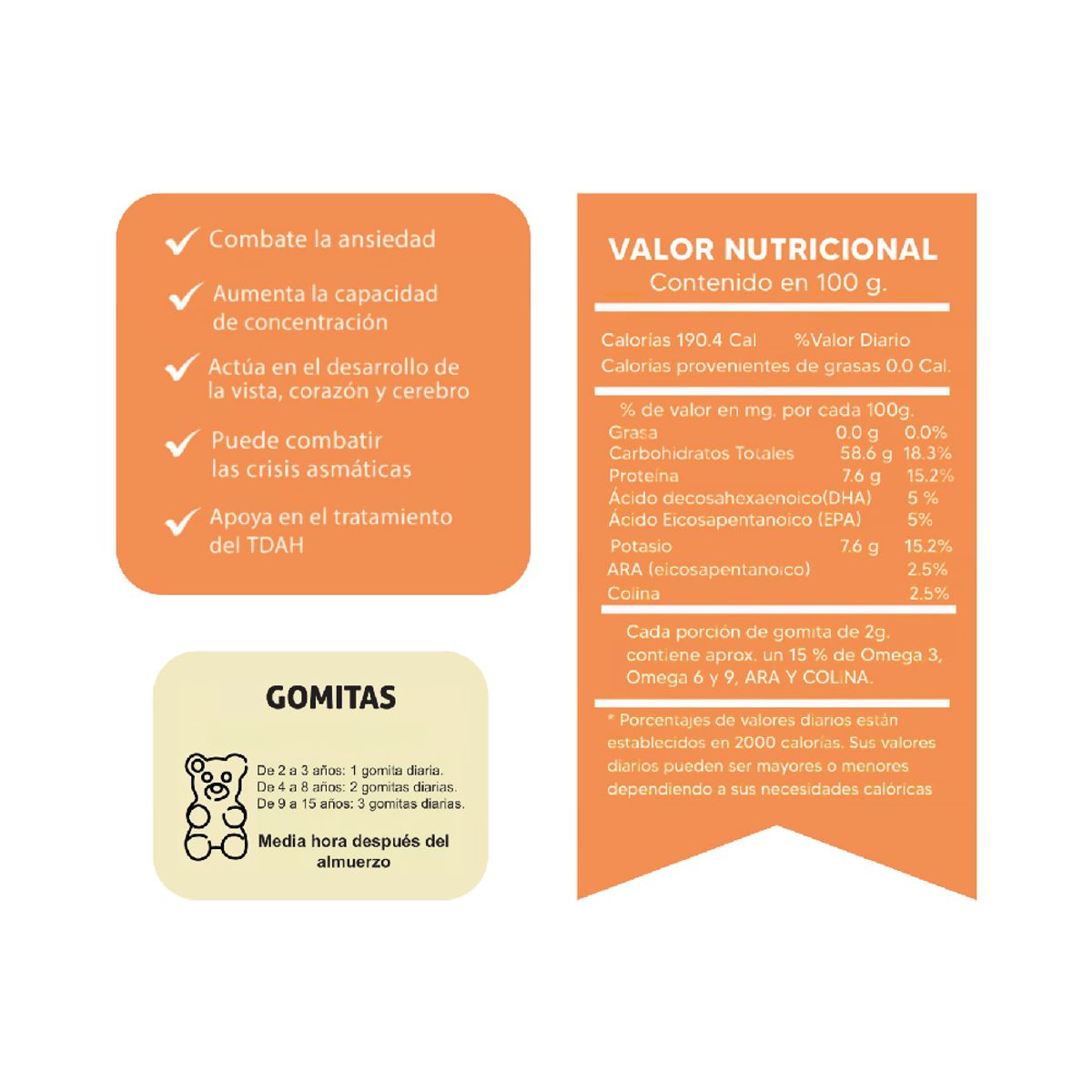 GENERICO - Omega Para Niños Gomitas Sottcor 100Gr Naranja