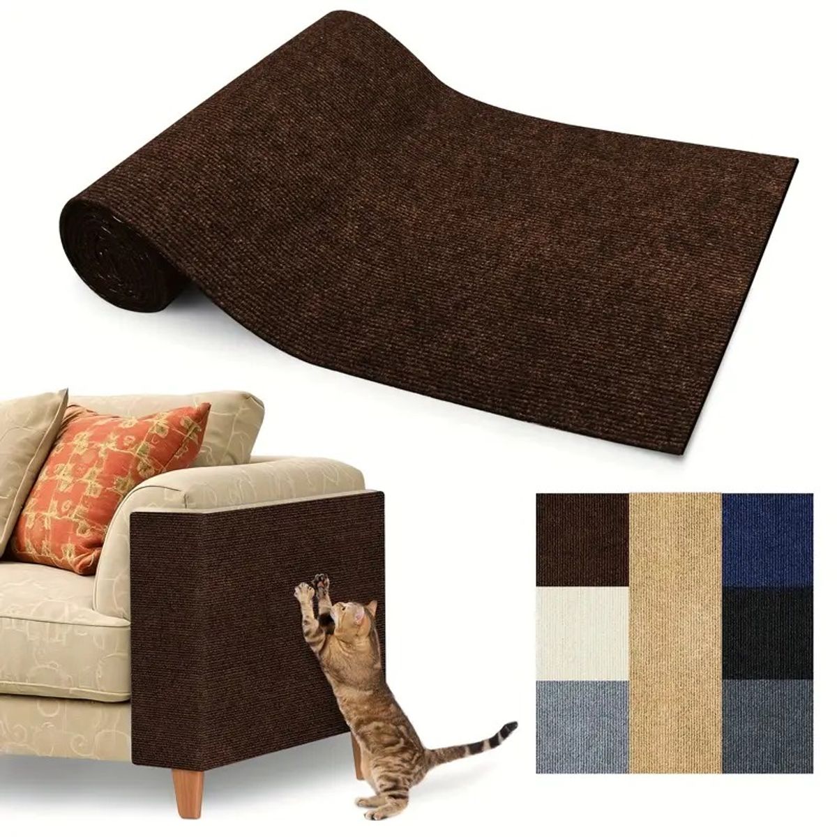 GENERICO - RASCADOR  PROTECTOR ADHESIVO DE MUEBLES PARA GATOS - MARRÓN