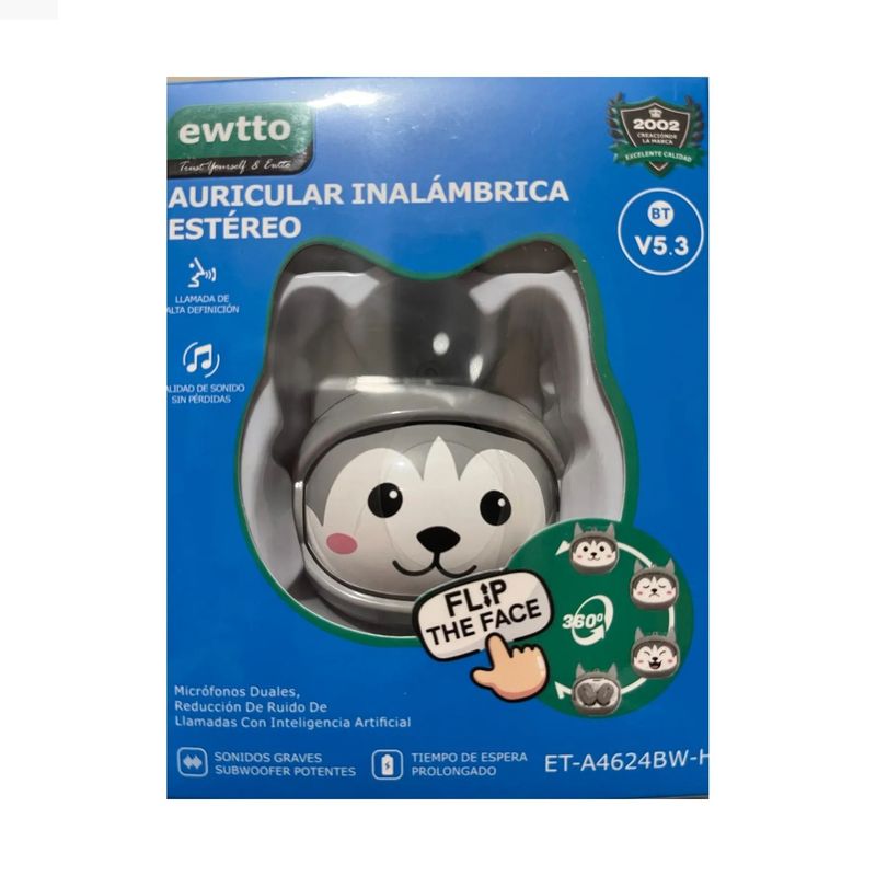 EWTTO - AUDÍFONOS BLUETOOTH EWTTO DISEÑO HUSKY Y ROSTRO INTERCAMBIABLE