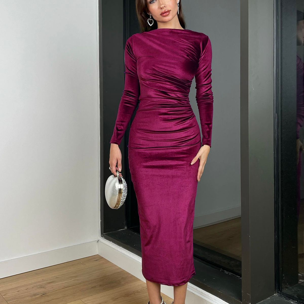 ARMA TU LOOK - VESTIDO ANASTASIA LARGO DRAPEADO TERCIOPELO