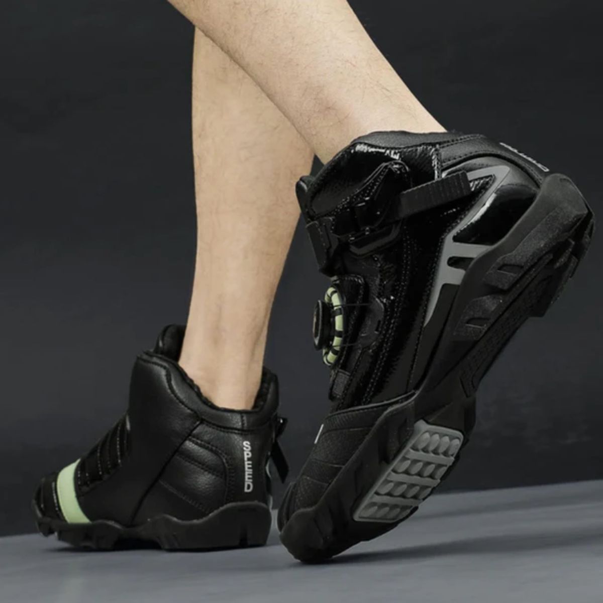 GENERICO - BOTAS DE CUERO PARA MOTO VERDE REGULABLE