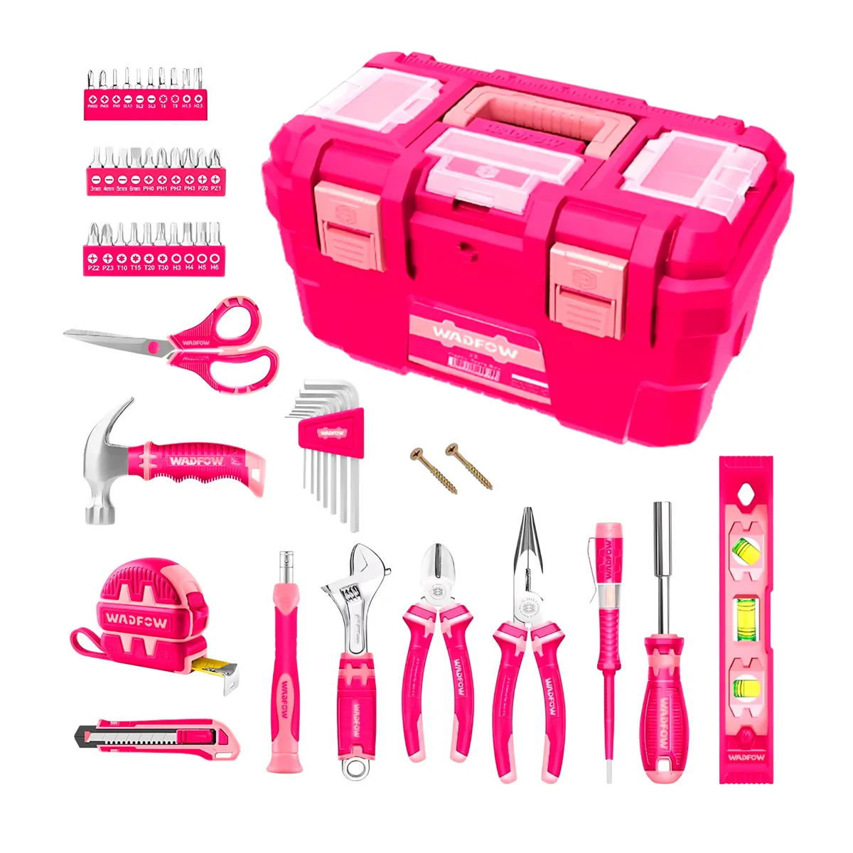 GENERICO - Caja De Herramientas Con Set 89 Piezas En Rosado - Whs3b89