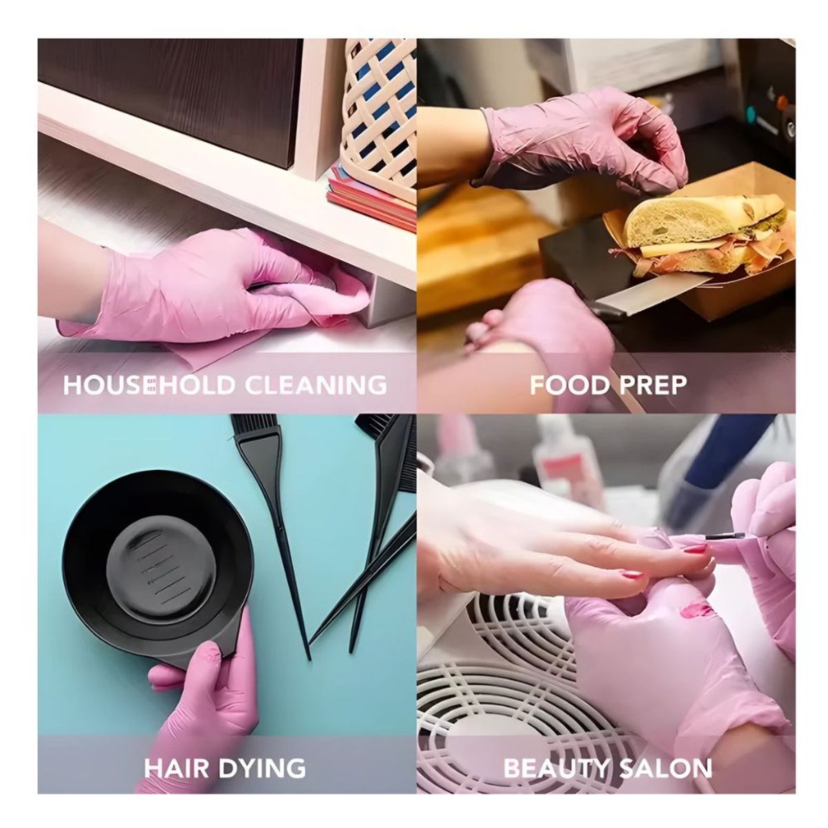 GENERICO - Guantes de Nitrilo Talla M Color Rosa - Caja x100 unidades