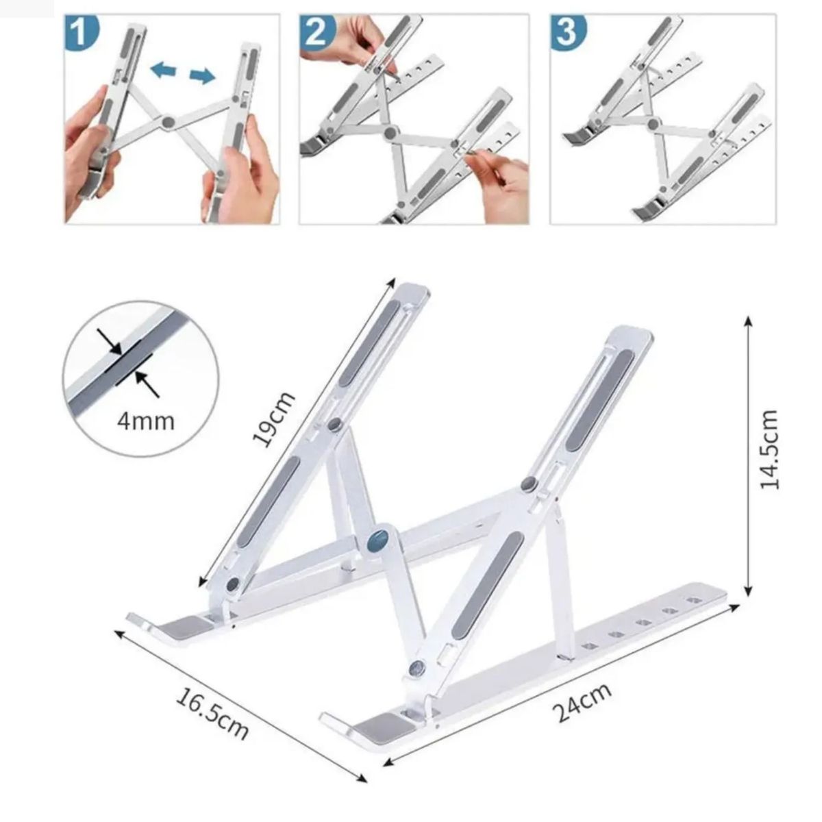 GENERICO - SOPORTE PARA LAPTOP DE ALUMINIO PLEGABLE PREMIUM 7 NIVELES DE INCLINACION