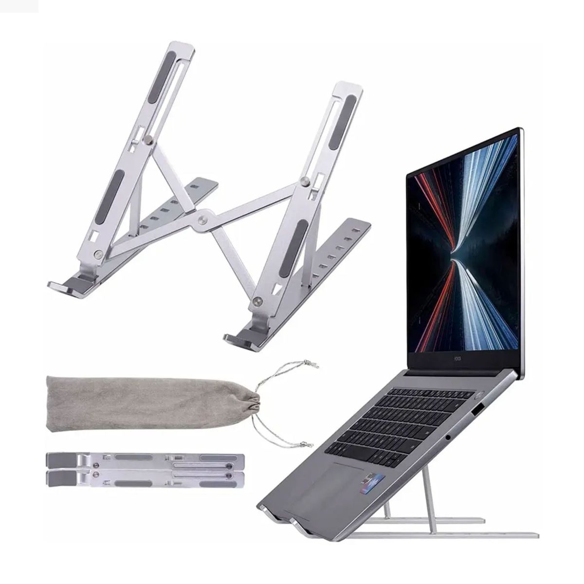GENERICO - SOPORTE PARA LAPTOP DE ALUMINIO PLEGABLE PREMIUM 7 NIVELES DE INCLINACION