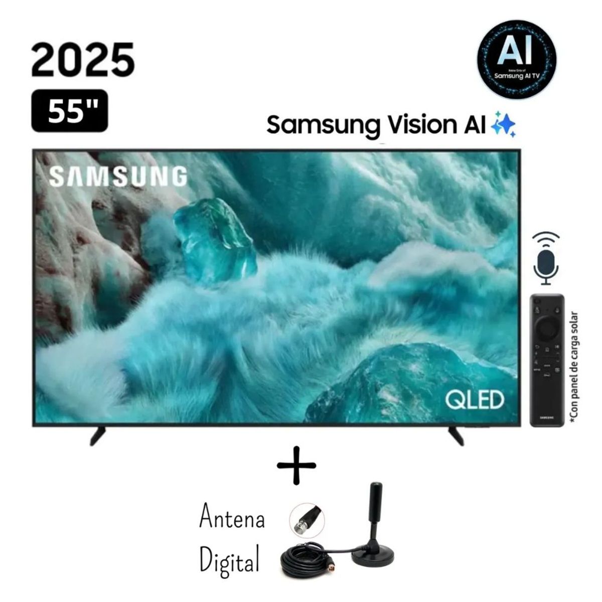 SAMSUNG - Televisor SAMSUNG QLED 55 UHD 4K Vision AI Smart TV QN55Q7FAAGXPE + Antena Digital