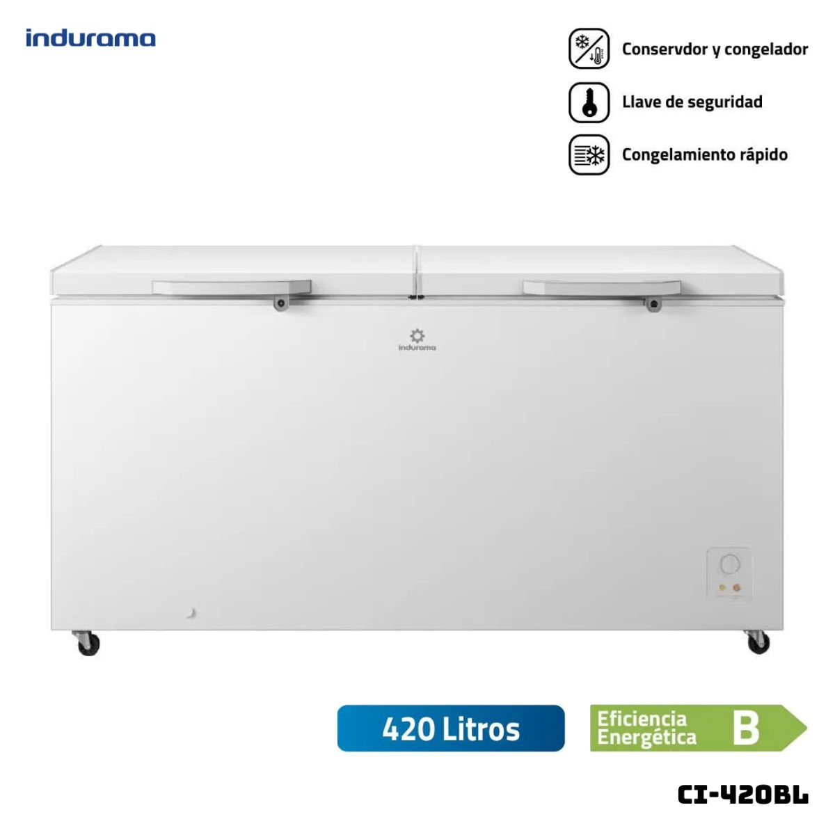 INDURAMA - CONGELADORA INDURAMA 420 L BLANCO CROMA - CI-420BL