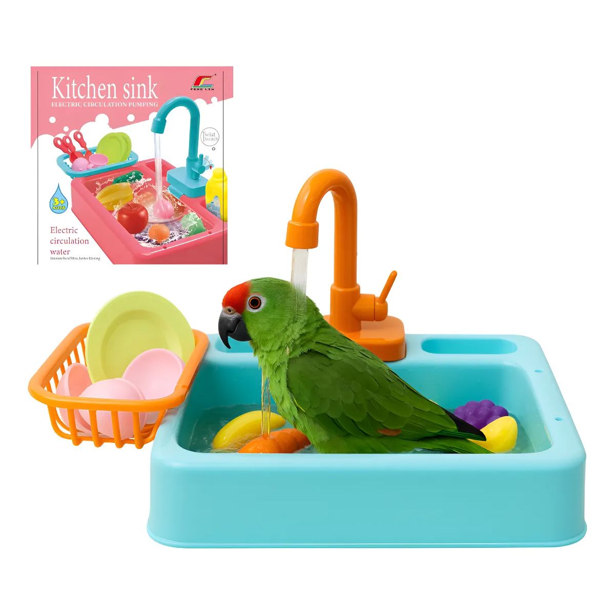 GENERICO - DUCHA BAÑERA INTERACTIVA PARA LORO AVES CANARIO RECIRCULANTE