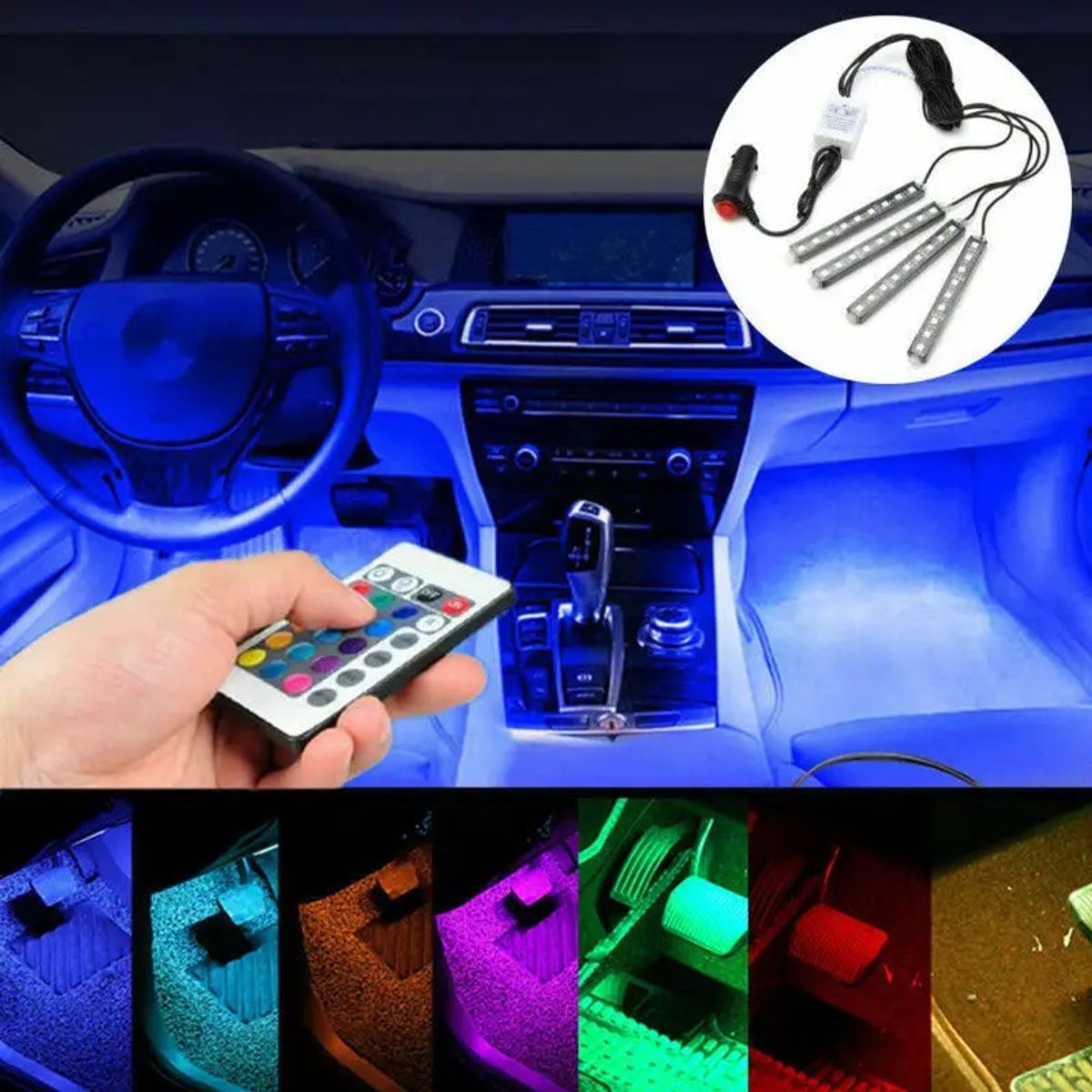 GENERICO - Luces Led para Interior de Auto Luz Carro con Bluetooth