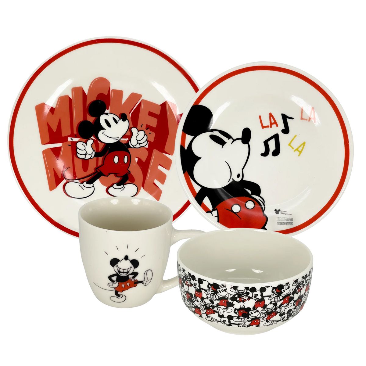 DISNEY CLASICOS - Set de Vajillas Mickey Mouse Rojo Disney 4 pzas
