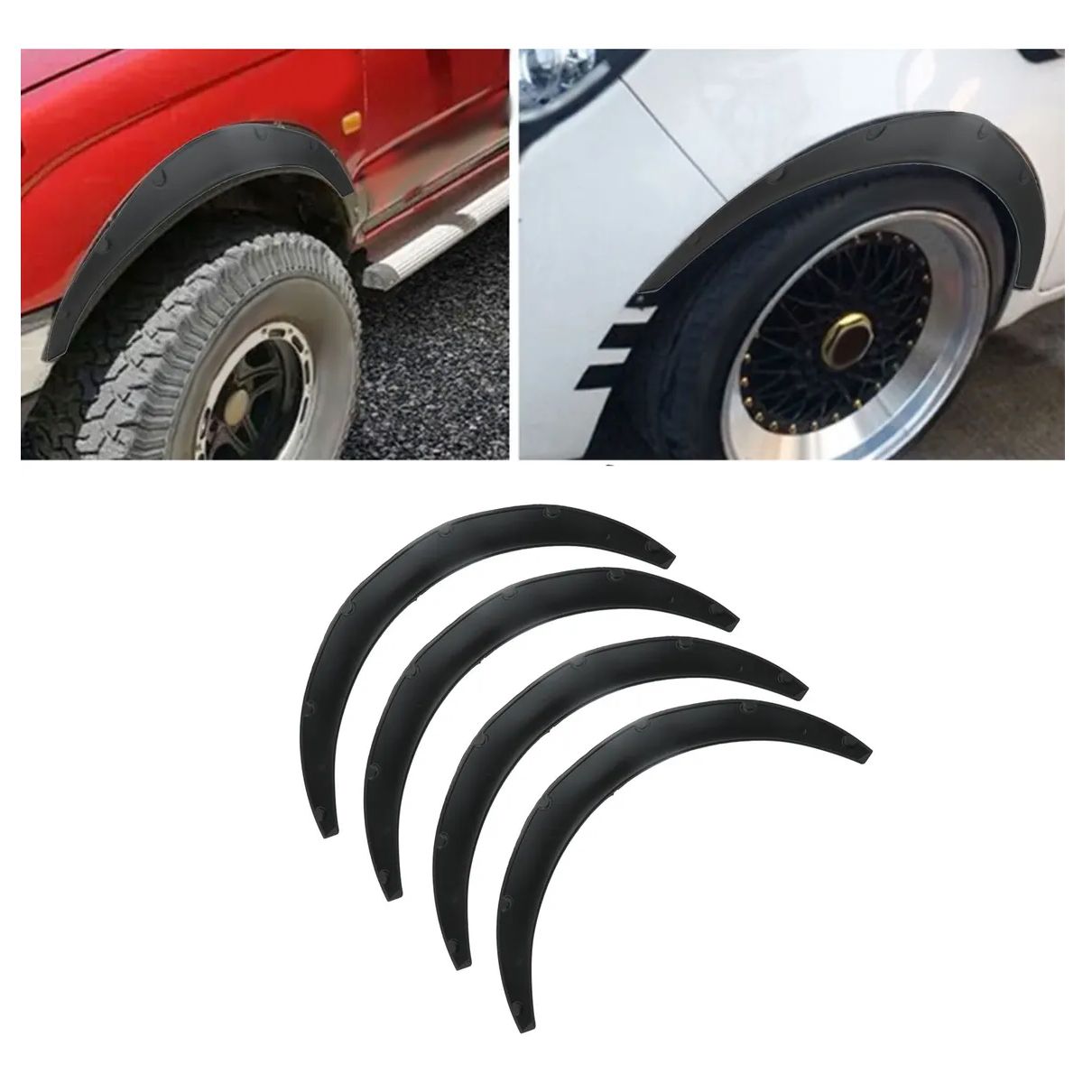 GENERICO - Set de 3 Fender para Auto Negro 81×8.5 cm 4pcs