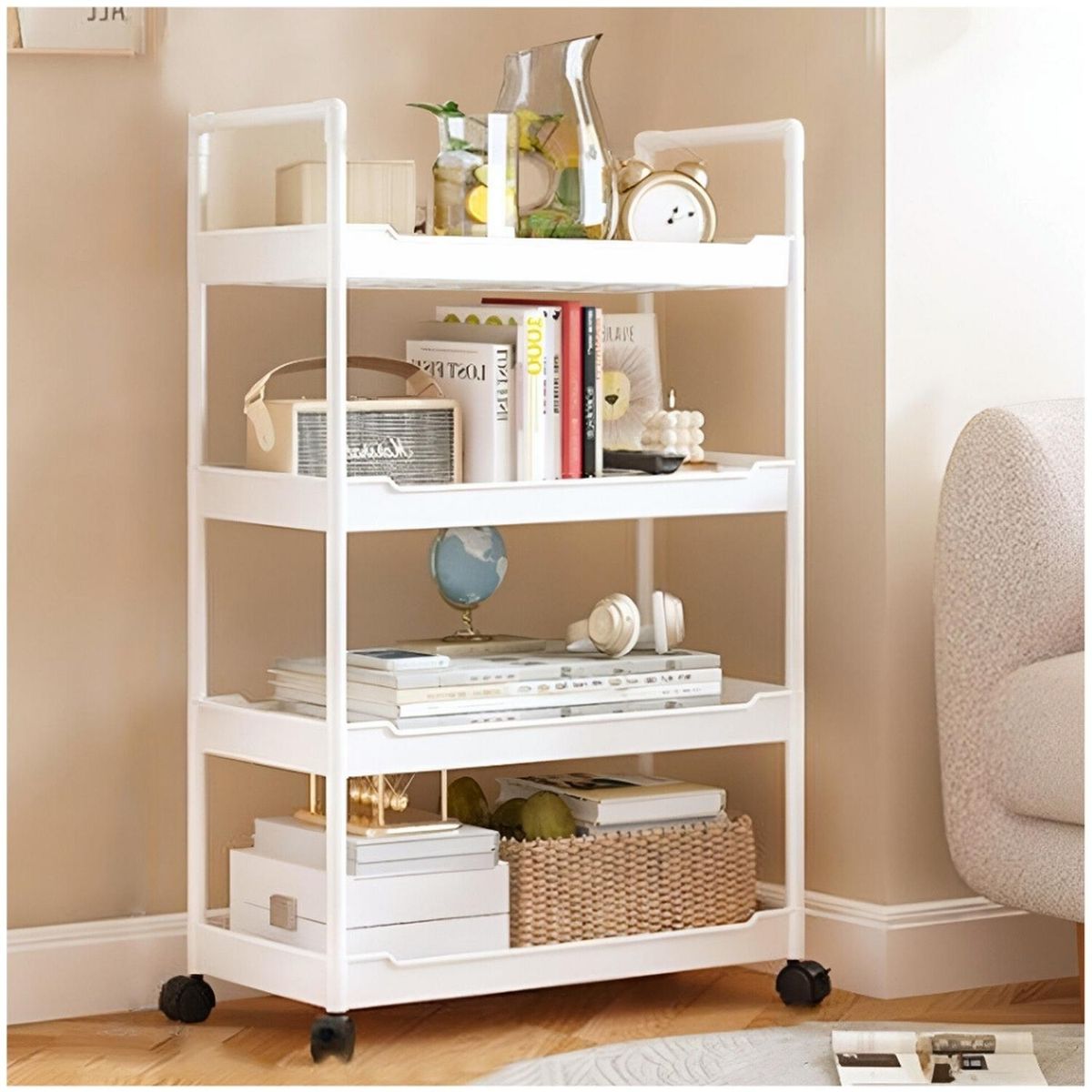 MINARI - Estante Carrito Organizador de Cocina Baño Multifuncional BL ES4