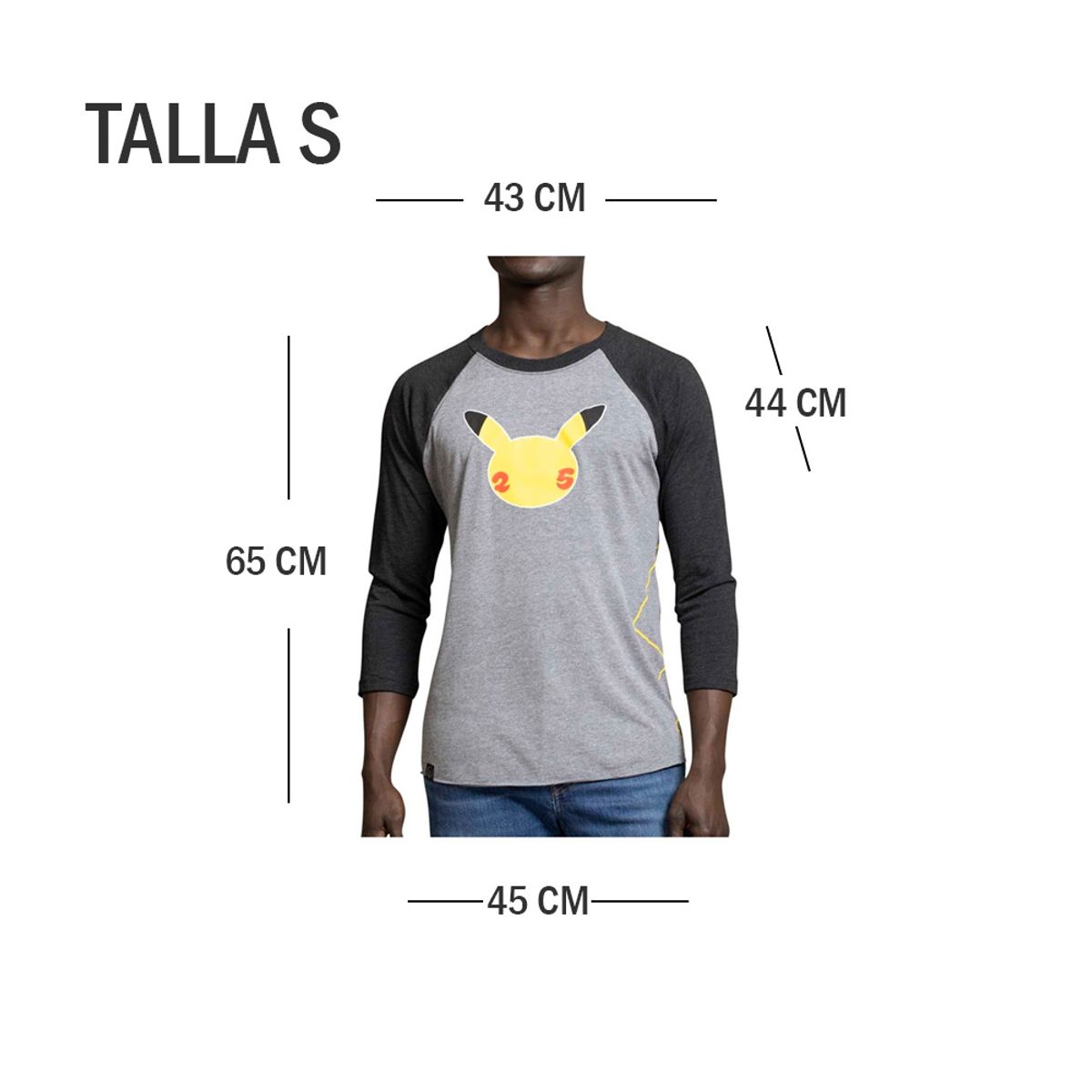 POKEMON - Pokemon Center Polo Gris Raglan Celebrations Talla S