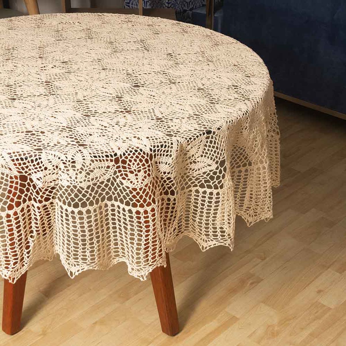 PANADECOR - Mantel Redondo De Crochet Para Mesa De 4 A 6 Sillas