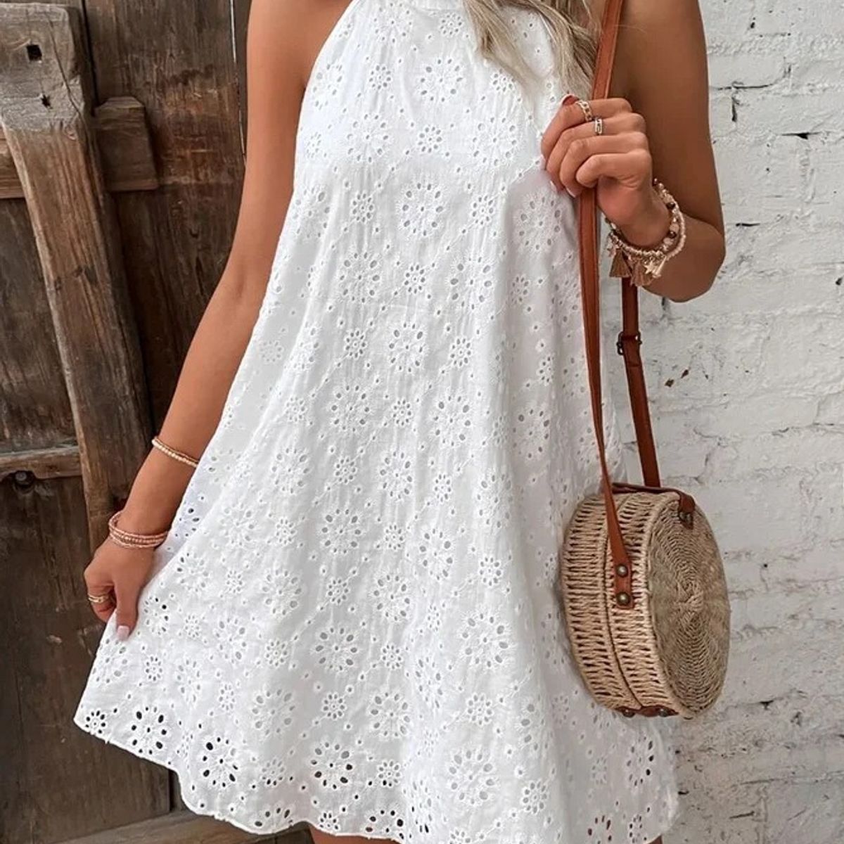 KAST PE - Vestido Magnolia Blanco en broderie - Talla M