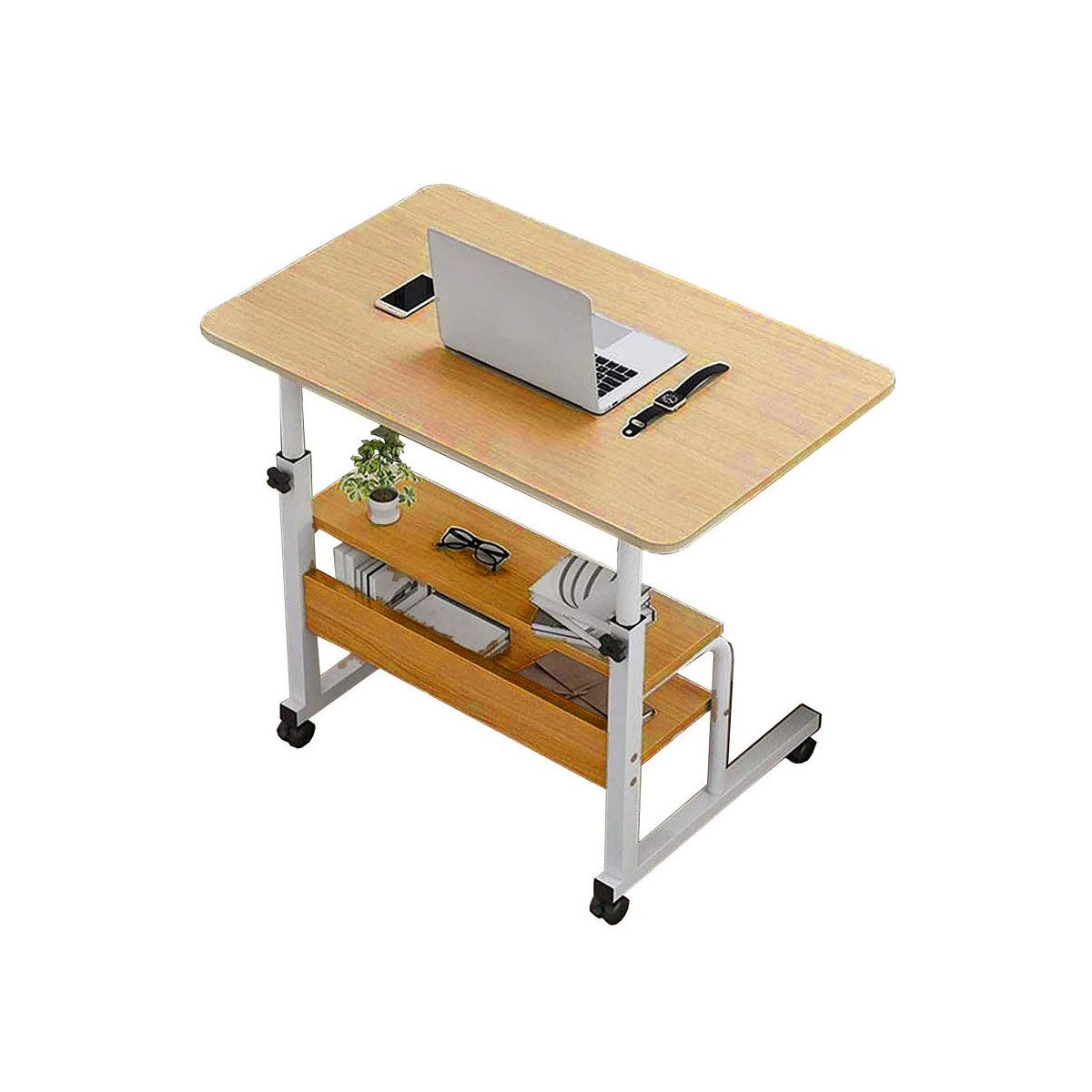 GENERICO - Mesa Escritorio Para Laptop Con Ruedas Portátil Ajustable Pino 1361