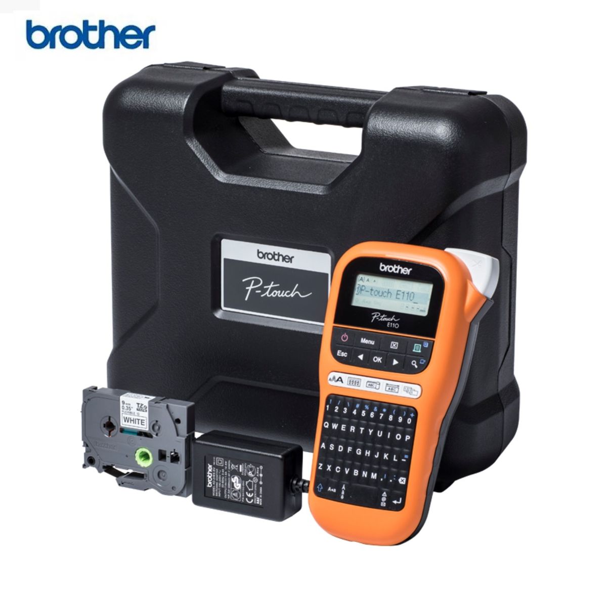 BROTHER - ROTULADORA PORTATIL BROTHER PT-E110VP CON MALETIN 20MMS NEGRO NARANJA