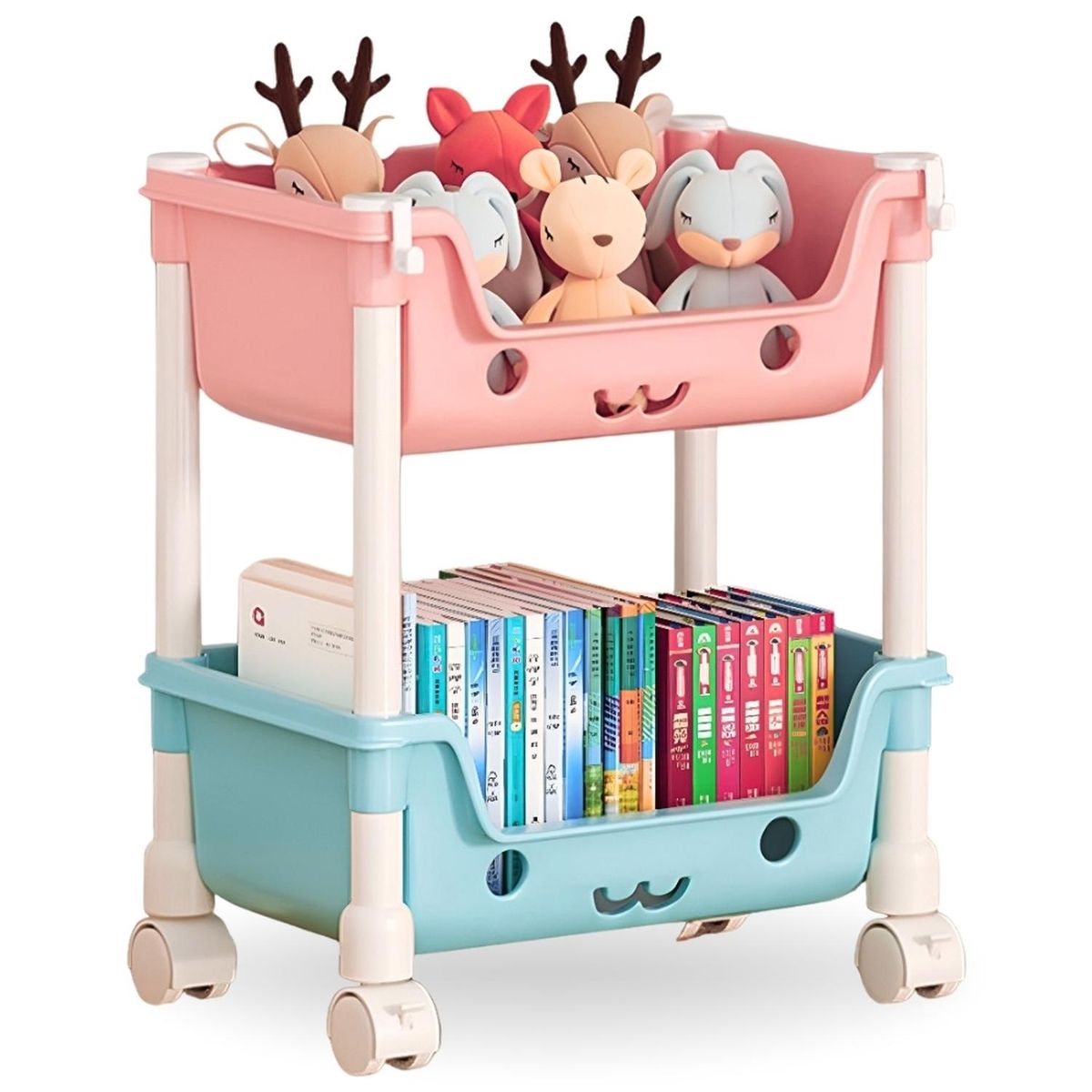 MINARI - Estante Carrito Organizador de 2 Niveles con Ruedas Multifuncional EM2