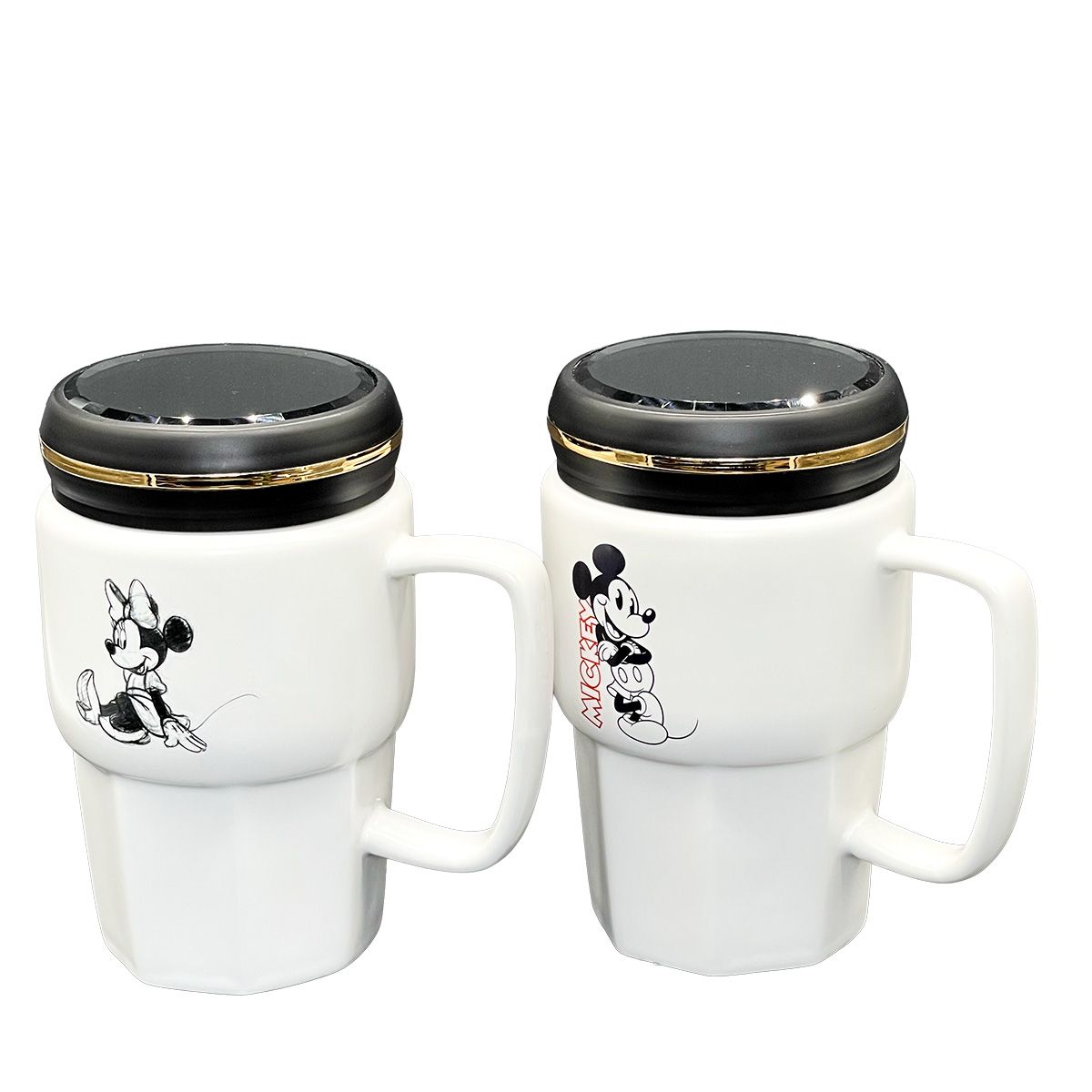 DISNEY CLASICOS - Set Mug Mickey y Minnie Colección Disney cTapa 400 ml 2 Pzas